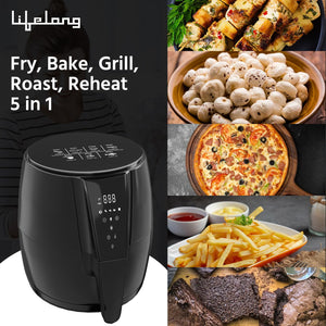 Lifelong Digital 4.2L Air Fryer with Touch 1350W, Temperature Control & Timer with Hot Air Circulation Technology (Black, LLHFD439)