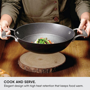 Stahl Blacksmith Hybrid Enamelled Cast Iron Kadhai, Rust Proof Kadai for Cooking, Light Weight Cast Iron, Induction & Gas Stove Compatible, 1.3 L, 20 cm