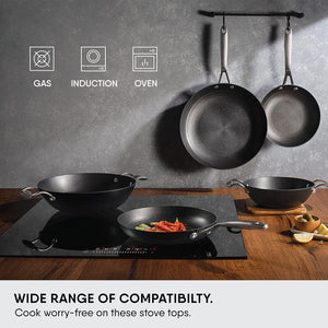 Stahl Blacksmith Hybrid Enamelled Cast Iron Kadhai, Rust Proof Kadai for Cooking, Light Weight Cast Iron, Induction & Gas Stove Compatible, 1.3 L, 20 cm