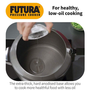 Hawkins Futura 5 Litre Pressure Cooker, Hard Anodised Inner Lid Pressure Cooker, Induction Cooker, Pan Cooker, Black (IFP50)