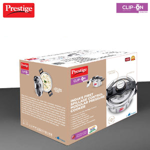 PRESTIGE CLIP ON STAINLESS STEEL PRESSURE COOKER WITH GLASS LID, 3 LITRES, SILVER