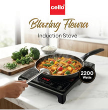 Load image into Gallery viewer, CELLO Blazing Fleura Induction Cooktop Stove 2000 Watts Black | Compact &amp; Portable, Strong &amp; Effiecient Heating Power, 3 Preset Menu, Quick Cooking with Different Tempreature Modes | 1 Year Warranty
