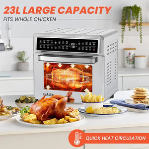 INALSA Air Fryer Oven Aero Smart With 23 L Capacity|1700 W-16 Preset Programs|| Digital Display and Touch Control | Rotisserie & Convection| 8 Accessories| Recipe Book|2 Year Warranty