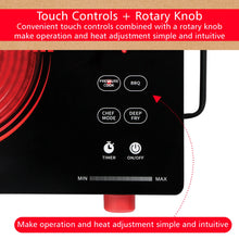 Load image into Gallery viewer, Hawkins Infrared Cooktop 2200 W | Cook With Any Pot, Any Pan | Crystal Glass Top | Touch Controls with Rotary Knob | Black (HIR1)
