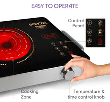 Load image into Gallery viewer, Borosil 2200W Smart Kook Infrared Induction | Digital Display with Touch Buttons | Glass Crystallite Plate | 8 Preset Modes | Auto Cooling Fan | 1 Year Warranty | Made in India
