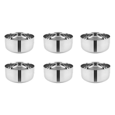 PNB Kitchenmate STAINLESS STEEL BOWLS, SADA WATI  6'' , SET OF 6, PLAIN. - KOCHEN ESSENTIAL