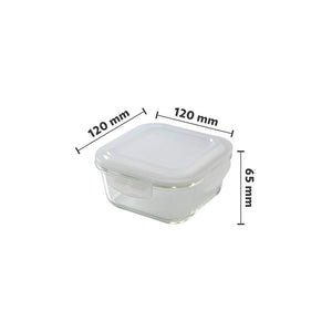 Borosil Glass Lunch Box Set of 3, 320 ml, Microwave Safe Office Tiffin (12 x 12 x 6.5 cm) - KOCHEN ESSENTIAL