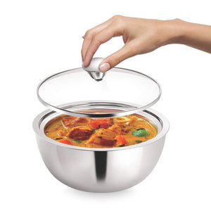 Borosil Stainless Steel Insulated Curry Server 900ML , Silver - KOCHEN ESSENTIAL