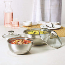 Load image into Gallery viewer, Borosil Stainless Steel Insulated Curry Server, Set of 2 (500ml + 900ml) Silver - KOCHEN ESSENTIAL
