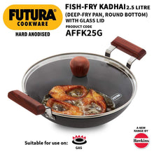 Load image into Gallery viewer, HAWKINS FUTURA HARD ANODISED ALUMINIUM DEEP FRY PAN (FISH-FRY KADHAI ), 2.5 LITRES, BLACK (AFFK25G) - KOCHEN ESSENTIAL
