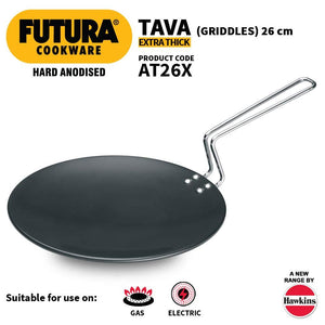 HAWKINS FUTURA HARD ANODISED ROTI TAWA, 26CM, 6.35MM AT26X ( induction tawa ) - KOCHEN ESSENTIAL