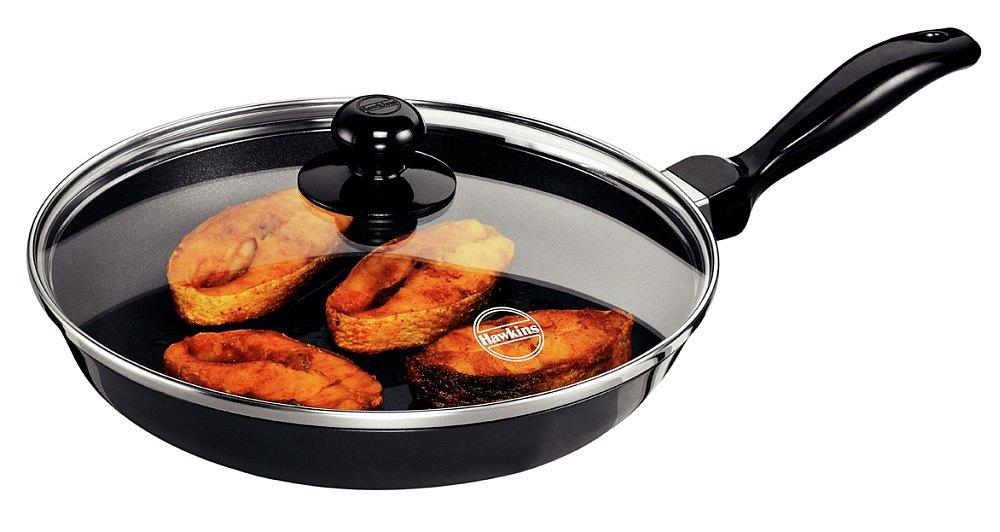 HAWKINS FUTURA NON-STICK FRYING PAN WITH GLASS LID, 1.5 LITRES/26CM, BLACK - KOCHEN ESSENTIAL