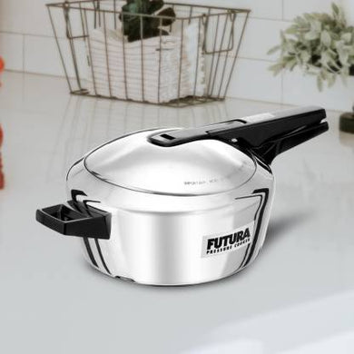 HAWKINS FUTURA STAINLESS STEEL 4 L INDUCTION BOTTOM PRESSURE COOKER  (STAINLESS STEEL) - KOCHEN ESSENTIAL