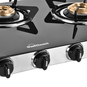 SUNFLAME 3 BURNER GAS STOVE,  CLASSIC, SS - KOCHEN ESSENTIAL