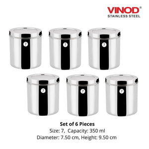 Vinod Stainless Steel Airtight Deep Dabba set of 6 pieces - KOCHEN ESSENTIAL