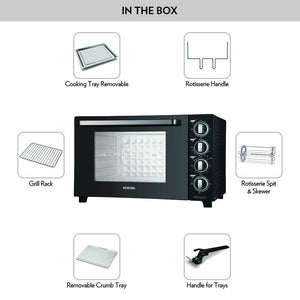 BOROSIL PRIMA 60 L OTG, WITH MOTORISED ROTISSERIE AND CONVECTION, 2000W, 12 STAGE HEAT SELECTION, BLACK - KOCHEN ESSENTIAL