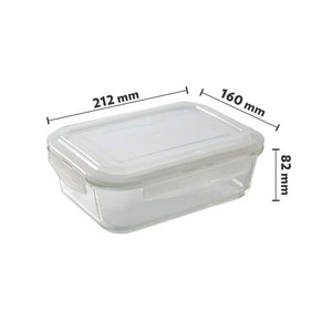 BOROSIL KLIP N STORE GLASS FOOD CONTAINER, 1.04 L RECTANGLE, FOR KITCHEN STORAGE WITH AIR TIGHT LID - MICROWAVE SAFE - KOCHEN ESSENTIAL