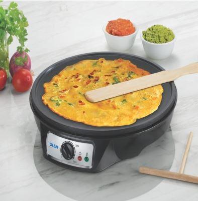 Glen Electric Dosa Maker with Wooden Batter & Spatula 1000 Watt Black (SA-3038) - KOCHEN ESSENTIAL