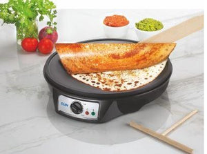 Glen Electric Dosa Maker with Wooden Batter & Spatula 1000 Watt Black (SA-3038) - KOCHEN ESSENTIAL