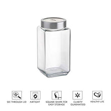 Load image into Gallery viewer, Cello Qube Fresh Glass Storage Jar, Air Tight, See-Through Lid, Clear, 1200 ml
