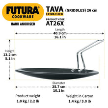 Load image into Gallery viewer, HAWKINS FUTURA HARD ANODISED ROTI TAWA, 26CM, 6.35MM AT26X ( induction tawa ) - KOCHEN ESSENTIAL
