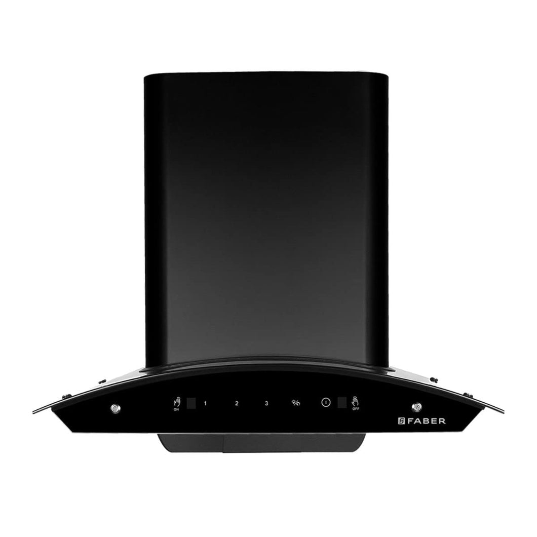 Faber 60 cm 1200 m³/hr Auto-Clean curved glass Kitchen Chimney (HOOD SUNNY HC SC BK 60, Filterless technology, Motion Sensor & Touch Control, Black)
