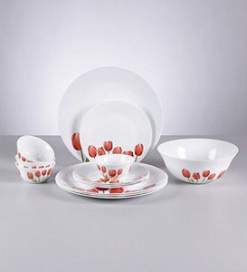 LAOPALA OPALWARE DIVA IVORY DINNER SET, 27 PCS, TULIP GARDEN - KOCHEN ESSENTIAL