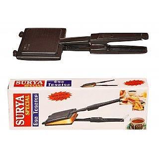 SURYA SPECIAL GAS TOASTER SMALL SANDWICH MAKER NON-STICK COATING, BLACK - KOCHEN ESSENTIAL