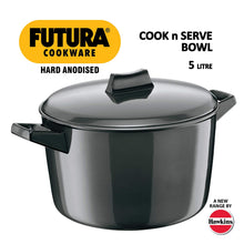 Load image into Gallery viewer, HAWKINS FUTURA HARD ANODISED COOK-N-SERVE BOWL, 5 LITRES - KOCHEN ESSENTIAL
