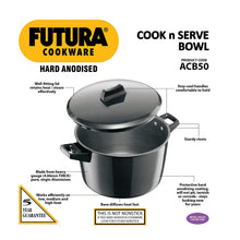 Load image into Gallery viewer, HAWKINS FUTURA HARD ANODISED COOK-N-SERVE BOWL, 5 LITRES - KOCHEN ESSENTIAL
