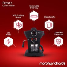 Load image into Gallery viewer, MORPHY RICHARDS FRESCO 800-WATT 4-CUPS ESPRESSO COFFEE MAKER (BLACK) - KOCHEN ESSENTIAL
