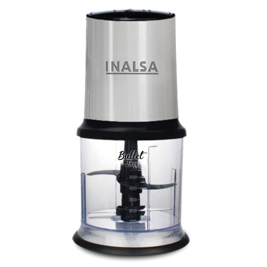 Inalsa Chopper Bullet 400W with Variable Speed and Pure Copper Motor, Dual Layered Blade, 500ml Capacity (Black/Silver) - KOCHEN ESSENTIAL