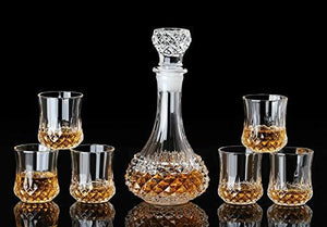 Crystal whiskey set, 6 pc crystal glasses with 1 pc decanter, 7 pcs - KOCHEN ESSENTIAL