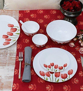 LAOPALA OPALWARE DIVA IVORY DINNER SET, 27 PCS, TULIP GARDEN - KOCHEN ESSENTIAL