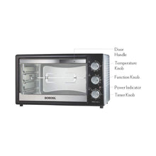 Load image into Gallery viewer, BOROSIL PRO 42 LITRE OTG, WITH MOTORISED ROTISSERIE AND CONVECTION, 2000 W, BLACK - KOCHEN ESSENTIAL

