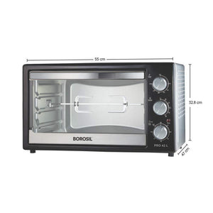 BOROSIL PRO 42 LITRE OTG, WITH MOTORISED ROTISSERIE AND CONVECTION, 2000 W, BLACK - KOCHEN ESSENTIAL