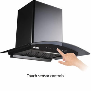 GLEN 60 cm 1050m3/hr Auto-Clean curved glass Kitchen Chimney Filterless Motion Sensor Touch Controls (6060 Black) - KOCHEN ESSENTIAL