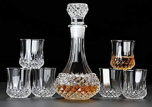 Crystal whiskey set, 6 pc crystal glasses with 1 pc decanter, 7 pcs - KOCHEN ESSENTIAL