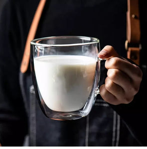 Double Wall Borosilicate Glass Coffee Mug 300 ml || Perfect for Cappuccino, Tea, Latte, Hot Beverage (Transparent) - 1 Piece