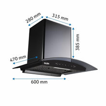 Load image into Gallery viewer, GLEN 60 cm 1050m3/hr Auto-Clean curved glass Kitchen Chimney Filterless Motion Sensor Touch Controls (6060 Black) - KOCHEN ESSENTIAL
