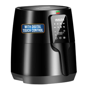INALSA Air Fryer Top Chef Digital-1400W, 4L|Smart AirCrisp Technology| 8-Preset, Touch Control & Digital Display| Variable Temp & Time Control (Black)