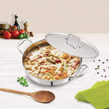 Load image into Gallery viewer, Cello TriPly Stainless Steel Kadhai with Lid (22 cm - 2.2 L) - KOCHEN ESSENTIAL
