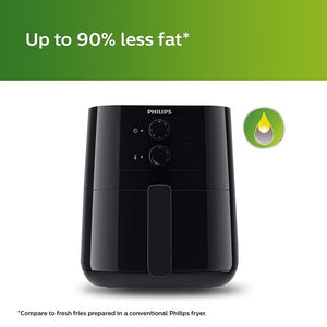 PHILIPS Air Fryer HD9200/90, uses up to 90% less fat, 1400W, 4.1 Liter, with Rapid Air Technology (Black), Large - KOCHEN ESSENTIAL