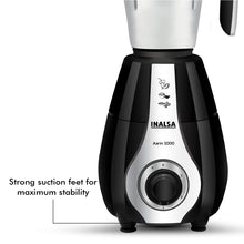 Load image into Gallery viewer, INALSA Mixer Grinder 1000 Watt, 3 Jar- Aarin with Powerful Copper Motor| Decorative Chrome Finish on Front | Includes Extra Pounding/Mincing &amp; Whisker Blades| 5 Year Warranty on Motor, (Black) - KOCHEN ESSENTIAL
