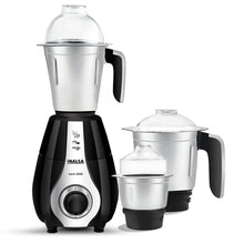 Load image into Gallery viewer, INALSA Mixer Grinder 1000 Watt, 3 Jar- Aarin with Powerful Copper Motor| Decorative Chrome Finish on Front | Includes Extra Pounding/Mincing &amp; Whisker Blades| 5 Year Warranty on Motor, (Black) - KOCHEN ESSENTIAL
