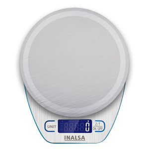 Inalsa Digital Kitchen Weighing Scale & Food Weight Machine for Health, Fitness, Home Baking & Cooking-INKS 02 with Tare/Zero Function,High Precision Weighing Sensor|1 Year Warranty, ( Silver / Blue) - KOCHEN ESSENTIAL