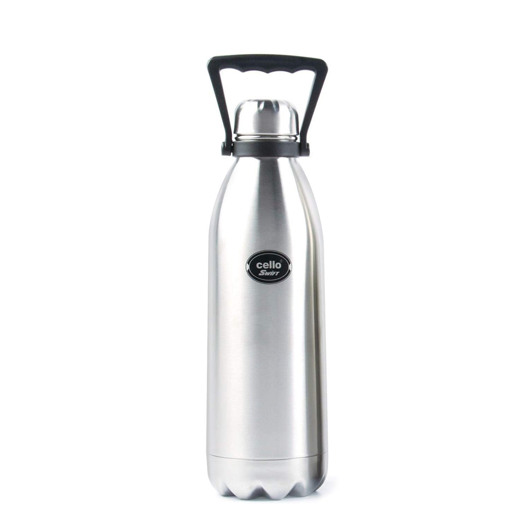Cello Swift Stainless Steel Double Walled Flask, Hot and Cold, 1500ml, 1pc, Silver