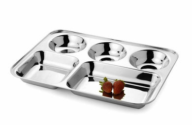 DEVIDAYAL 5 IN 1 PARTITION PLATE / THALI  STAINLESS STEEL - KOCHEN ESSENTIAL