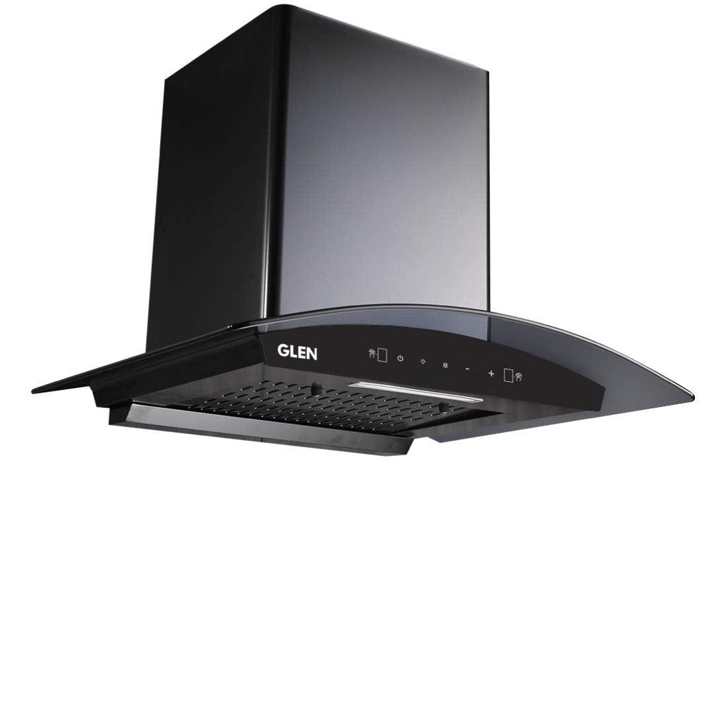 GLEN 60 cm 1050m3/hr Auto-Clean curved glass Kitchen Chimney Filterless Motion Sensor Touch Controls (6060 Black) - KOCHEN ESSENTIAL