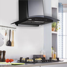 Load image into Gallery viewer, GLEN 60 cm 1050m3/hr Auto-Clean curved glass Kitchen Chimney Filterless Motion Sensor Touch Controls (6060 Black) - KOCHEN ESSENTIAL

